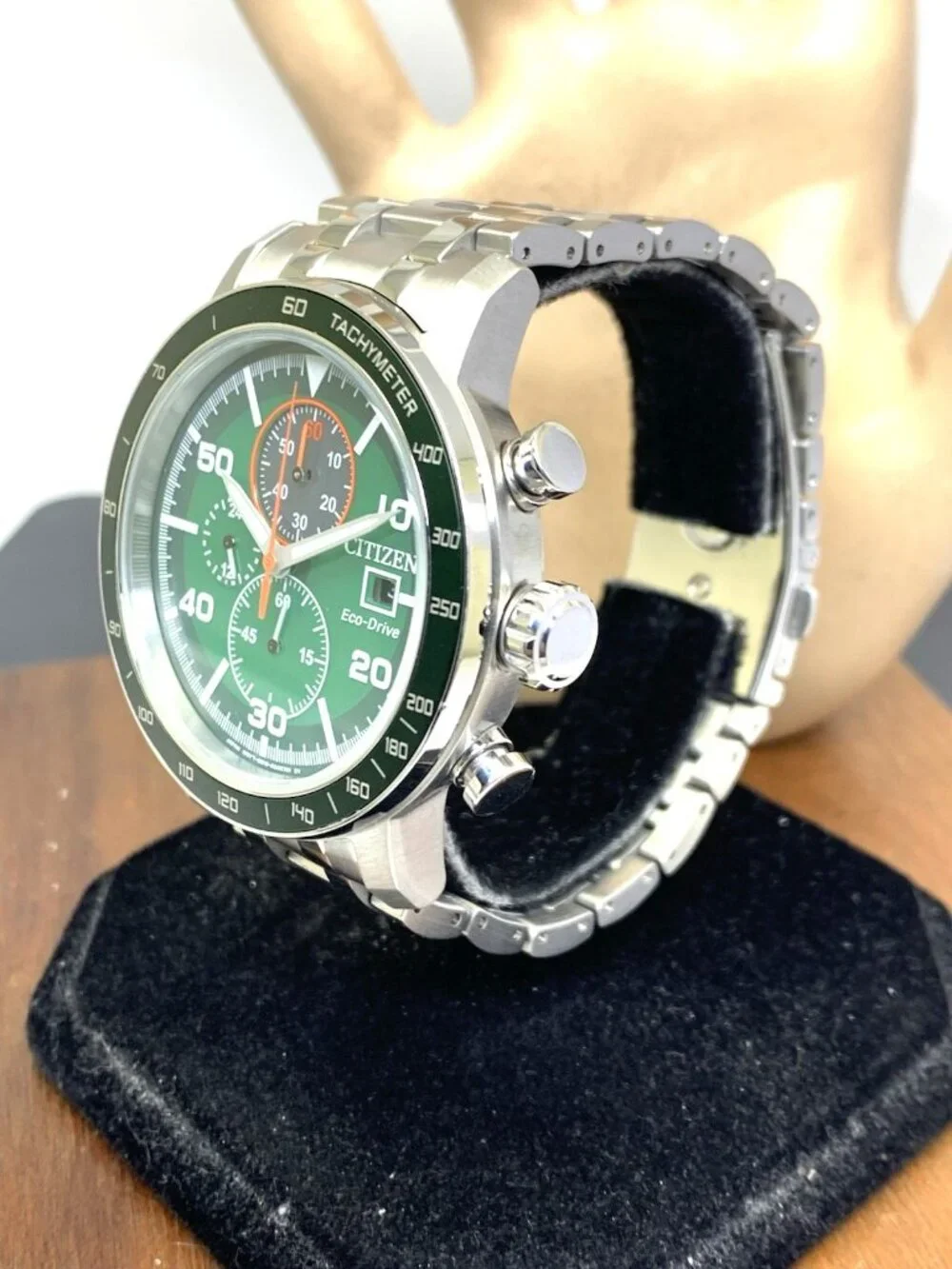 Citizen Men's Watch CA0851-56X Brycen Eco-Drive Green Dial Chronograph 44mm